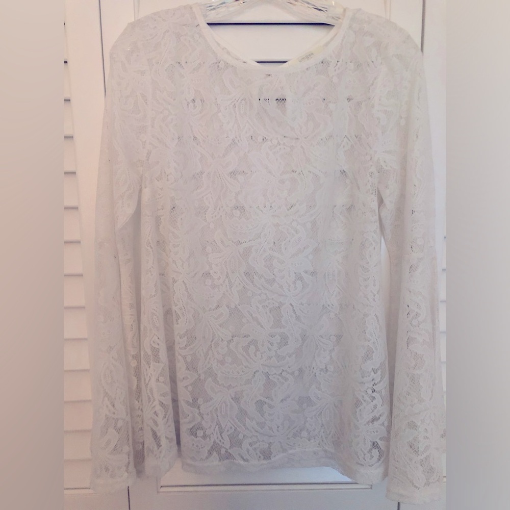 Umgee sheer lace top with bell sleeves